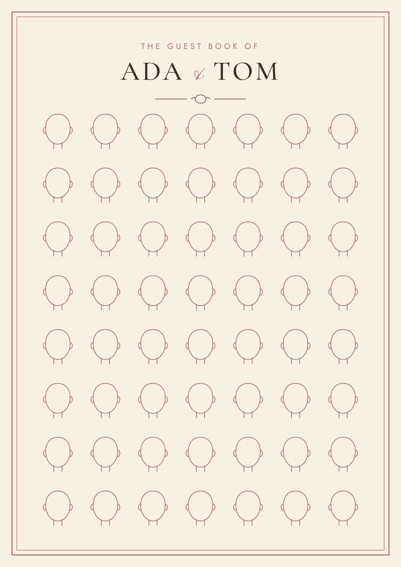 The Rose frame draw-yourself guest book in Rose on cream
