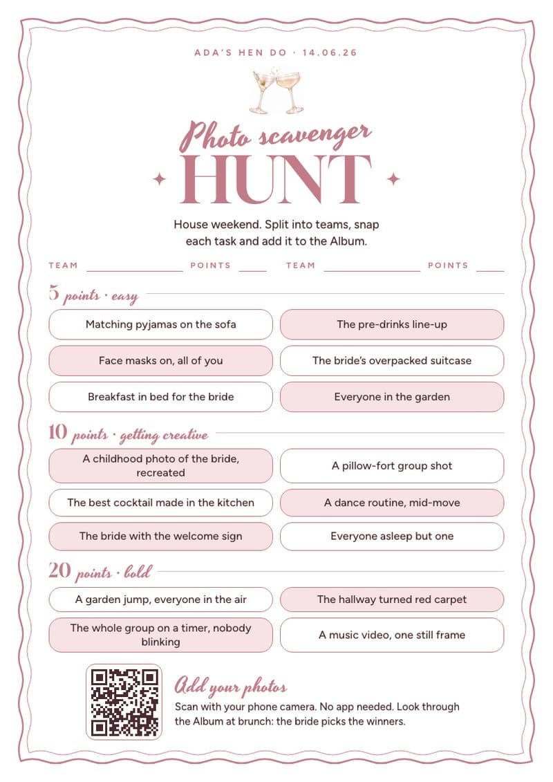 The weekend-away scavenger hunt