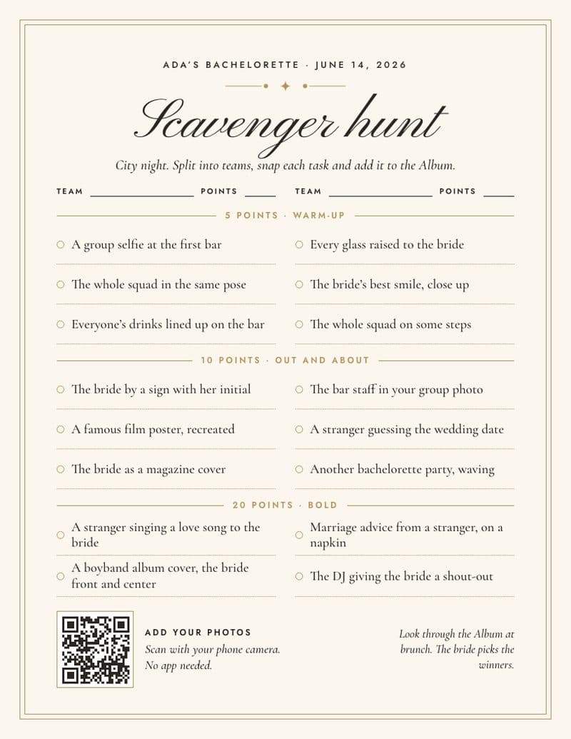 Photo scavenger hunt, sophisticated style