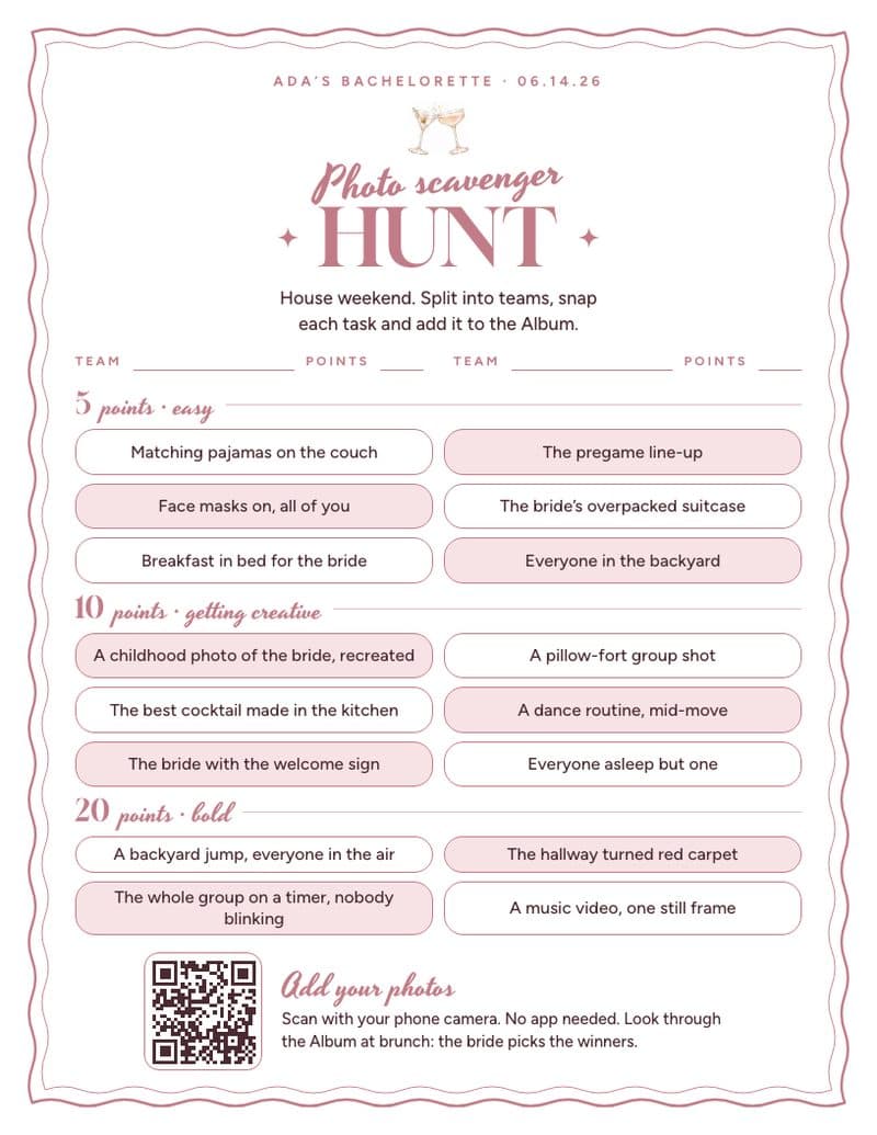 The weekend-away scavenger hunt