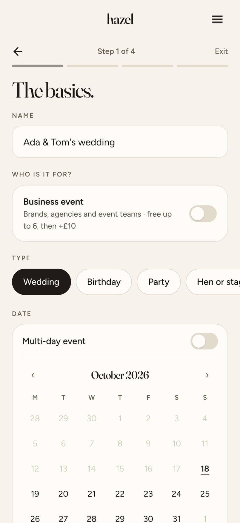 Creating Ada & Tom's wedding on hazel
