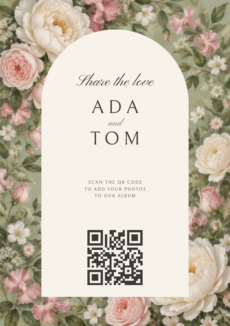 The Arch on florals QR code sign in Classic