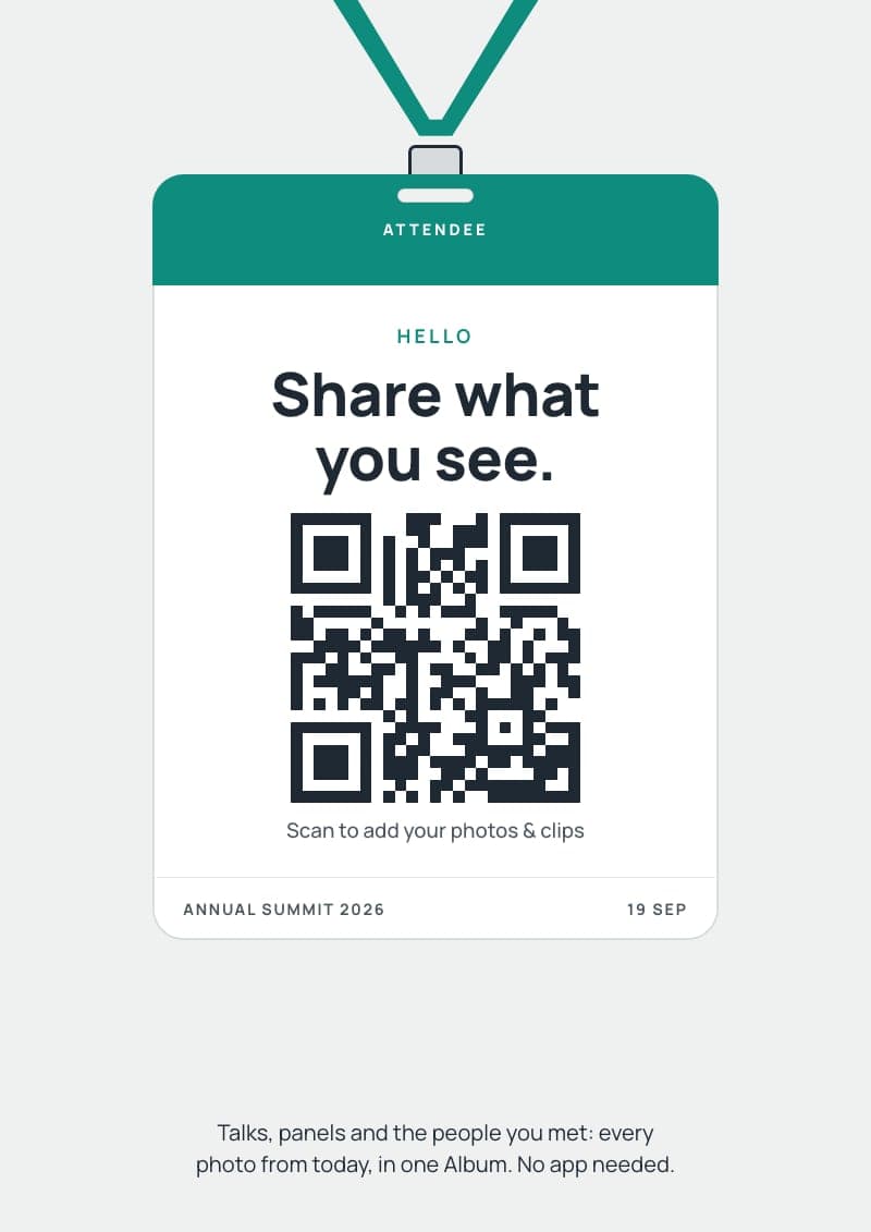The Conference badge QR code sign in Teal