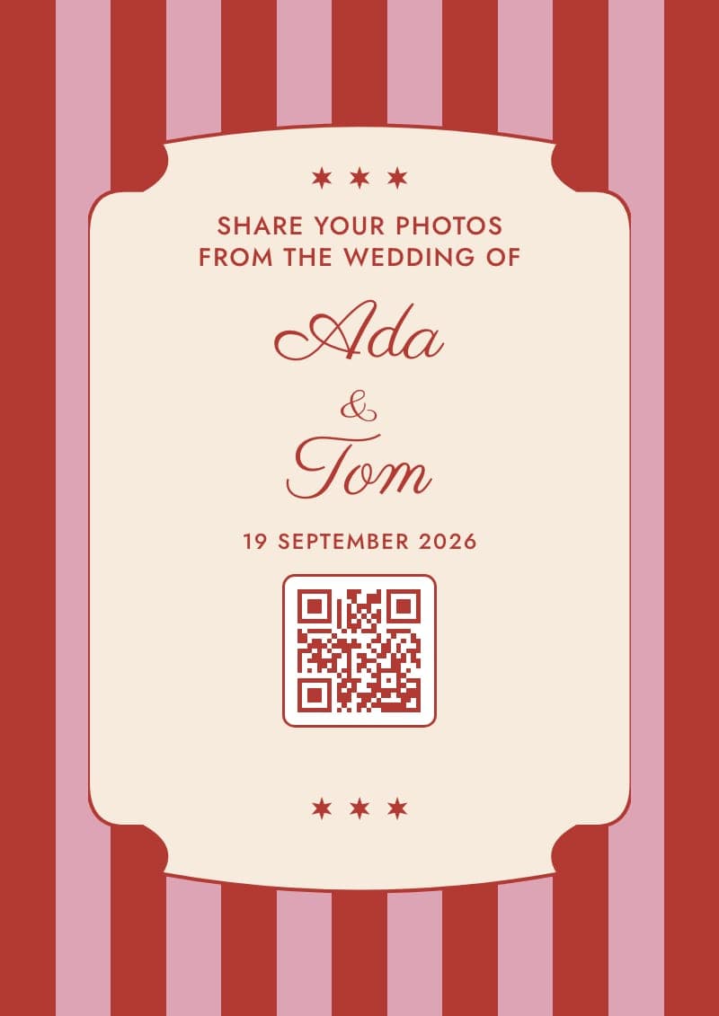 The Candy stripe QR code sign in Cherry & pink