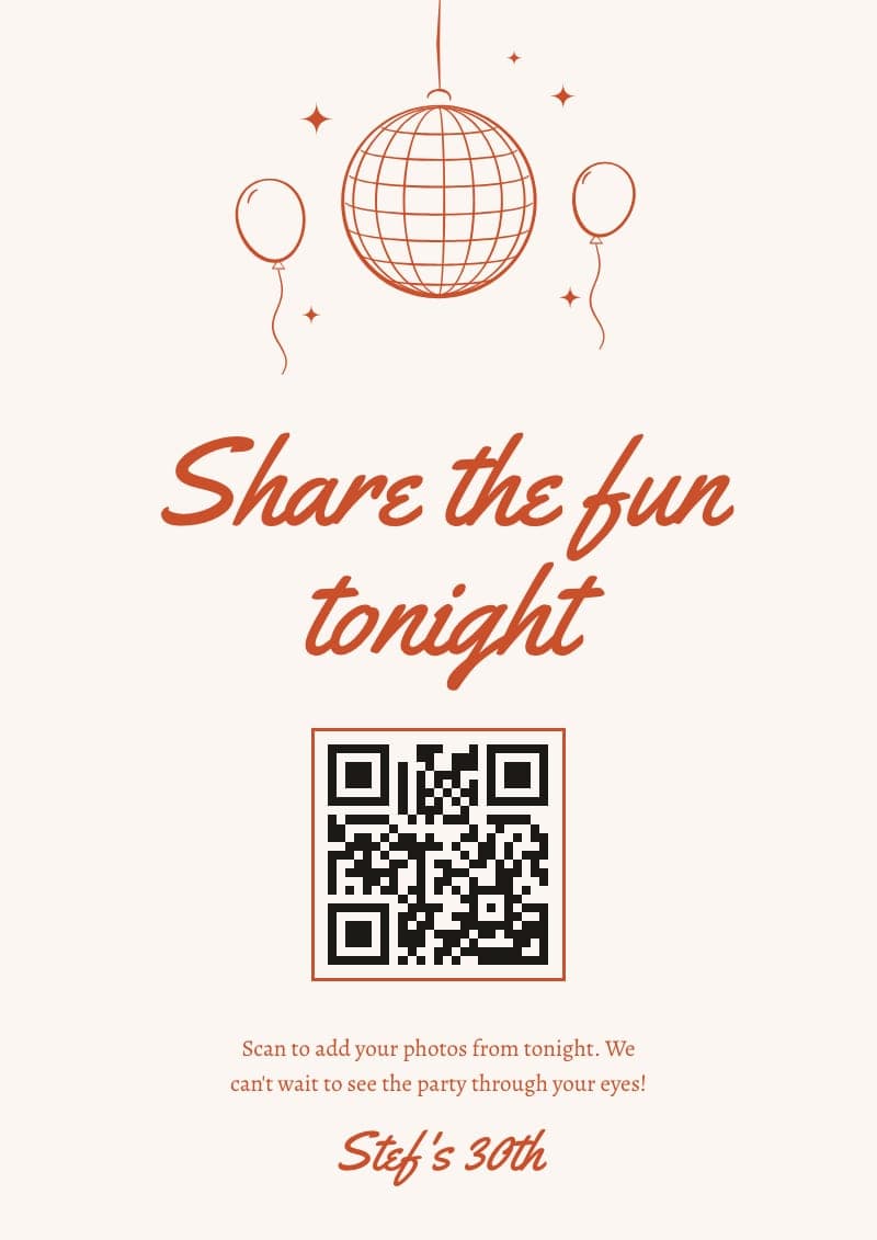 The Disco ball QR code sign in Sunset orange